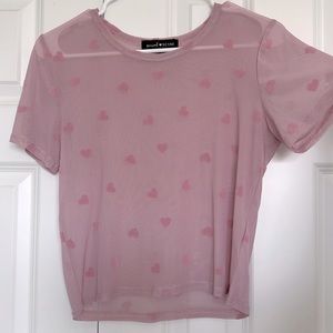 Sheer mesh pink heart crop top